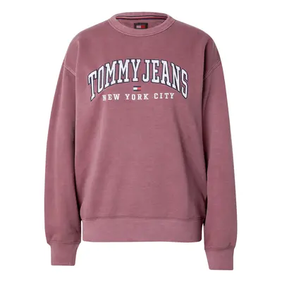 Tommy Jeans Tréning póló sötét-rózsaszín / fekete / fehér