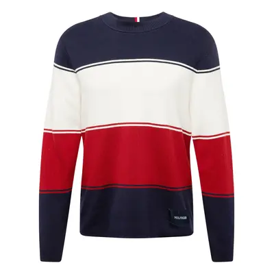 TOMMY HILFIGER Pulóver 'MILANO' tengerészkék / cseresznyepiros / fehér