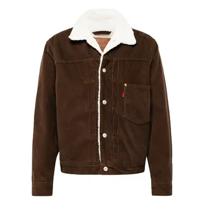 LEVI'S ® Átmeneti dzseki 'Type Sherpa Trucker Corduroy Jacket' sötét barna / természetes fehér