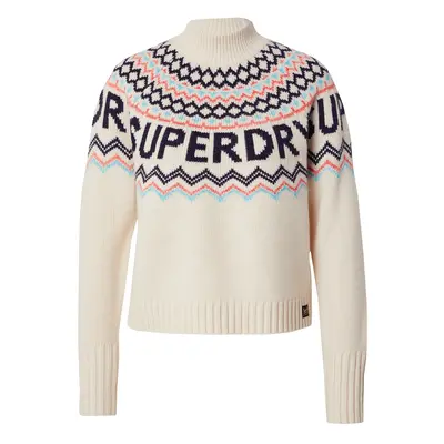 Superdry Pulóver krém / tengerészkék / világoskék / narancs