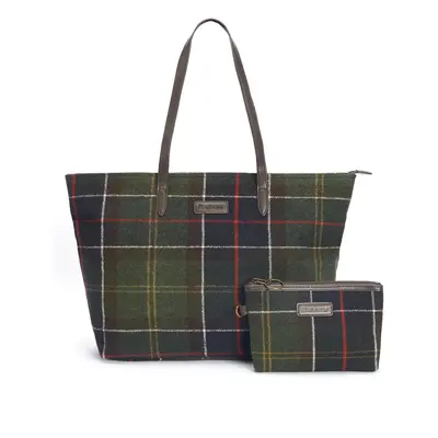 Barbour Shopper táska 'Witford' sötétkék / sötétzöld / piros / fehér