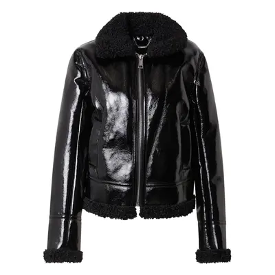 GUESS Átmeneti dzseki 'LS ANDREA FAUX SHEARLING JKT' fekete