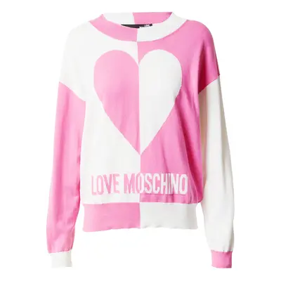 Love Moschino Pulóver rózsaszín / fehér