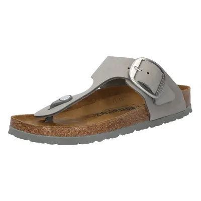 BIRKENSTOCK Ujjelválasztó-pántos szandál 'Gizeh LENB' kő / ezüst