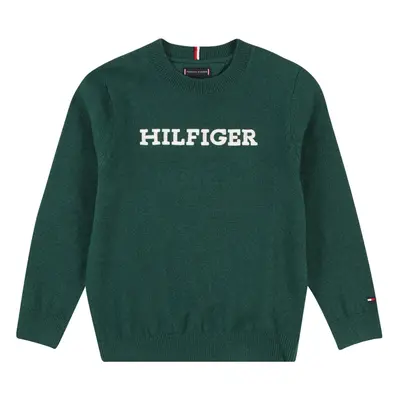 TOMMY HILFIGER Pulóver sötétzöld / fehér