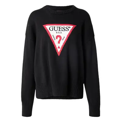 GUESS JEANS Pulóver sötétvörös / fekete / fehér