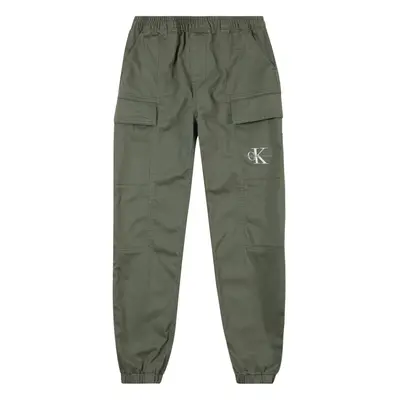 Calvin Klein Jeans Nadrág 'Essential' khaki / fehér