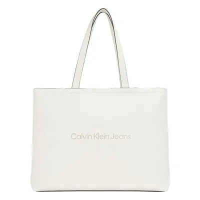 Calvin Klein Jeans Shopper táska bézs / fehér