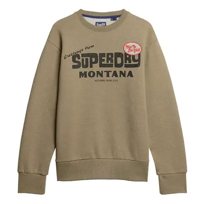 Superdry Tréning póló barna / sötét barna / piros / fehér