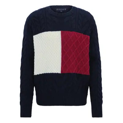 TOMMY HILFIGER Pulóver ekrü / tengerészkék / burgundi vörös