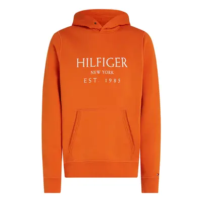 TOMMY HILFIGER Tréning póló sötét narancssárga / fehér