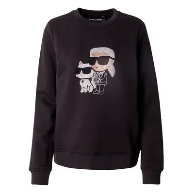 Karl Lagerfeld Tréning póló 'Ikon Karl & Choupette' bézs / fekete / ezüst / fehér