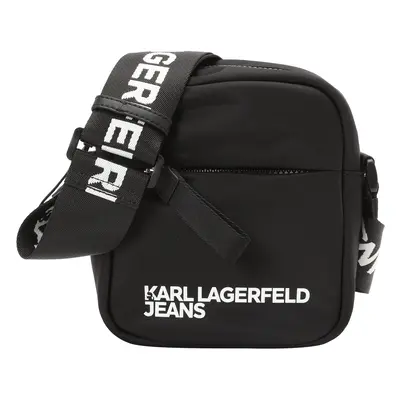 KARL LAGERFELD JEANS Válltáska 'ESSENTIAL' fekete / fehér