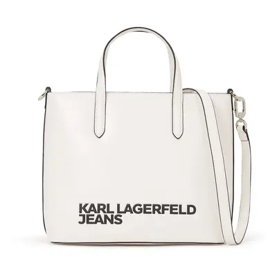 KARL LAGERFELD JEANS Kézitáska 'Logo Mini' fekete / fehér