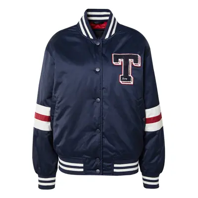 Tommy Jeans Átmeneti dzseki tengerészkék / bordó / fehér