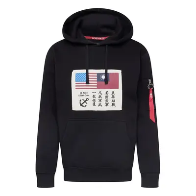 ALPHA INDUSTRIES Tréning póló 'USN Blood Chit' azúr / burgundi vörös / fekete / természetes fehé