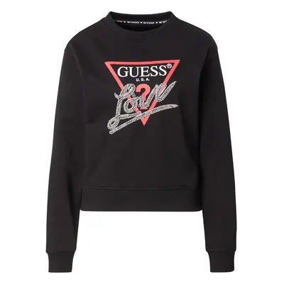 GUESS Tréning póló 'CN LOVE TRIANGLE SWEATSHIRT' piros / fekete / ezüst / fehér