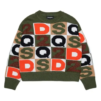 DSQUARED2 Pulóver bézs / zöld / piros / fehér