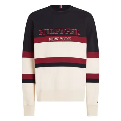 TOMMY HILFIGER Tréning póló bézs / sötétkék / piros / fehér