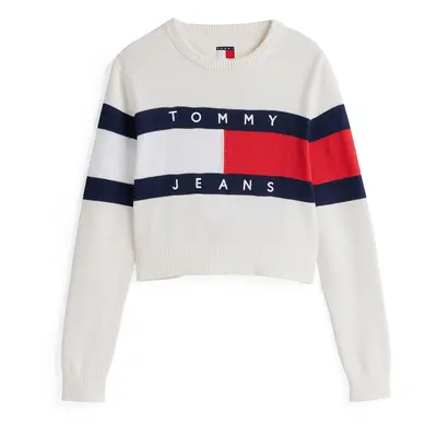 Tommy Jeans Pulóver tengerészkék / piros / fehér / természetes fehér