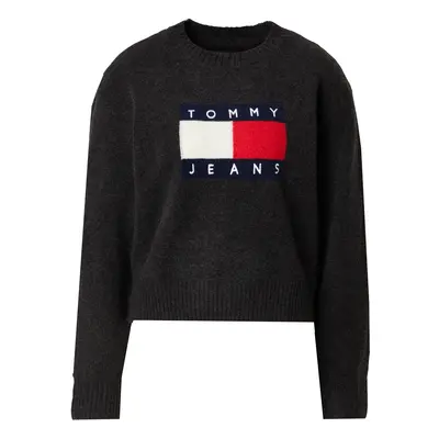 Tommy Jeans Pulóver tengerészkék / piros / fekete melír / fehér