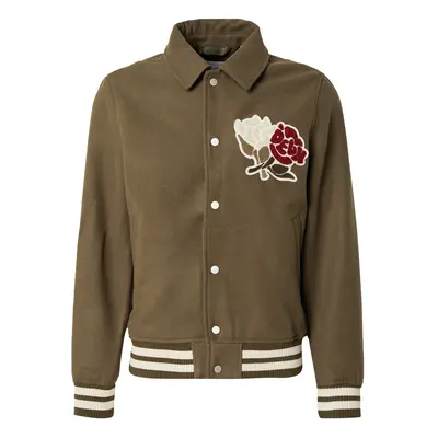 Les Deux Átmeneti dzseki 'Felipe Varsity' khaki / olíva / piros / fehér