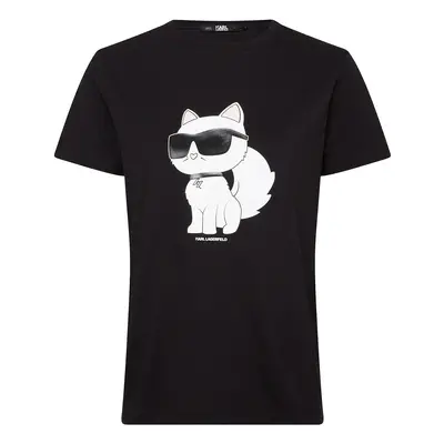 Karl Lagerfeld Póló 'Ikonik 2.0 Choupette' fekete / fehér