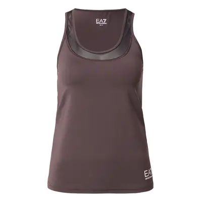 EA7 Emporio Armani Sport top sötét barna / piszkosfehér