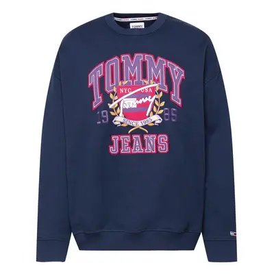 Tommy Jeans Tréning póló 'College' éjkék / lila / fehér