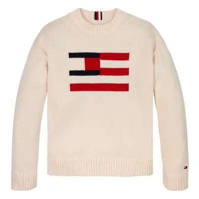 TOMMY HILFIGER Pulóver pasztellsárga / piros / fekete