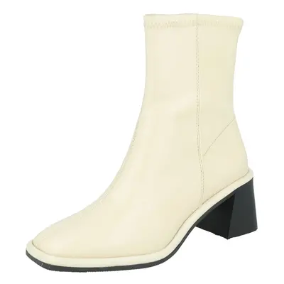 River Island Rövid szárú csizmák 'BLOCK HEEL ZIP SOCK BOOT' ekrü / fekete