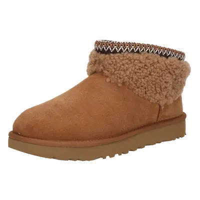 UGG Bakancsok 'Classic Ultra Mini Maxi Curly' karamell / sötét barna / fehér