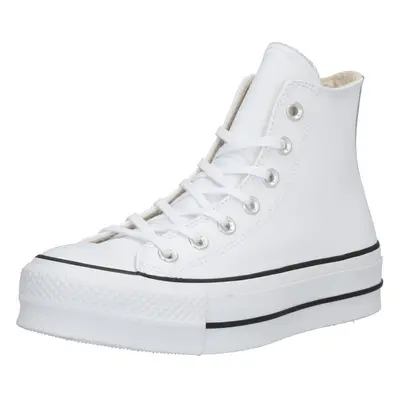 CONVERSE Magas szárú sportcipők 'CHUCK TAYLOR ALL STAR LIFT HI LEATHER' fekete / fehér