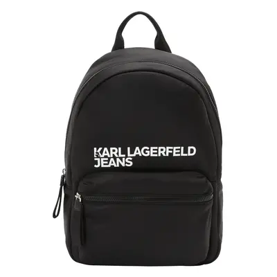 KARL LAGERFELD JEANS Hátizsák 'ESSENTIAL' fekete / fehér