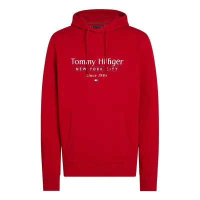 TOMMY HILFIGER Tréning póló füstszürke / piros / fehér