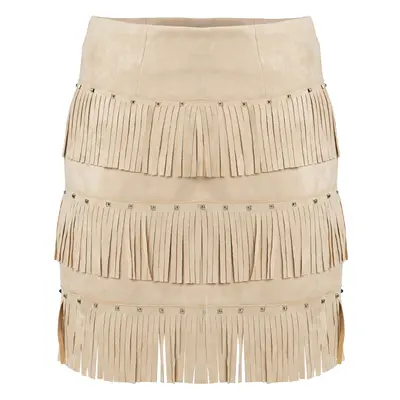 Influencer Szoknyák ' Fringed Skirt ' bézs