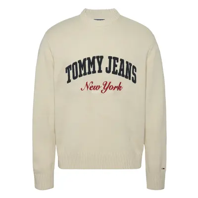 Tommy Jeans Pulóver bézs / sötétvörös / fekete / fehér