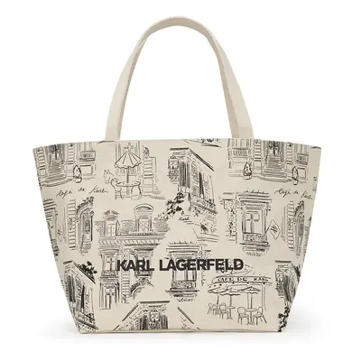 Karl Lagerfeld Shopper táska 'KL x Jorge Parra' bézs / fekete