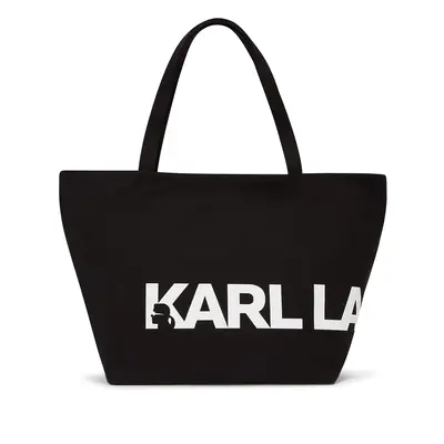 Karl Lagerfeld Shopper táska 'ESSENTIAL' fekete / fehér