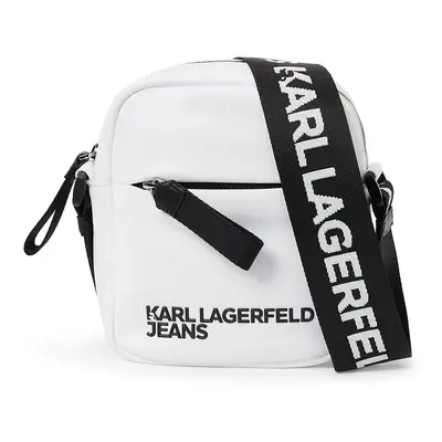 KARL LAGERFELD JEANS Válltáska 'Essential' fekete / fehér