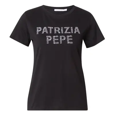 PATRIZIA PEPE Póló 'MAGLIA' fekete / ezüst