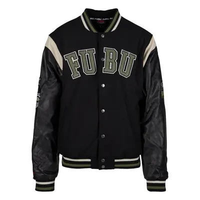 FUBU Átmeneti dzseki 'College Varsity' olíva / vérvörös / fekete / piszkosfehér