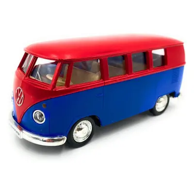 Fém kisautó 1:32-es méretarány - Volkswagen T1 Transporter (piros-kék)