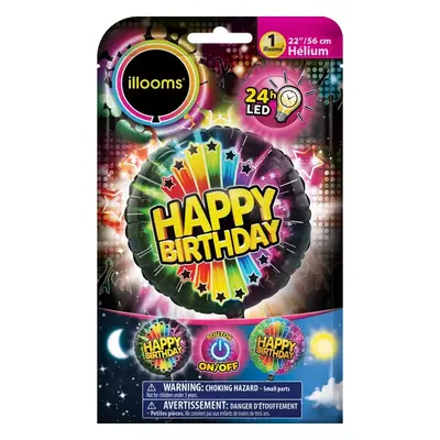 Illooms LED fólia lufi - Happy Birthday felirattal 1 db-os