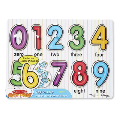 Melissa & Doug Fa Készségfejlesztő játék - Puzzle fogantyúval - számok