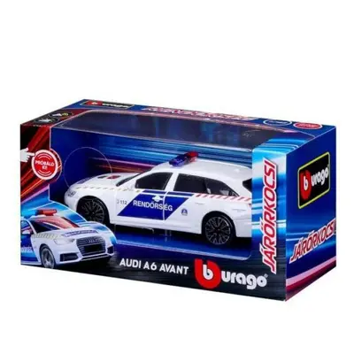 Bburago Audi A6 szirénázó magyar rendőrautó, 1:43-as méretarányban