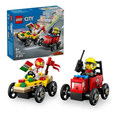 LEGO® City: 60458 Pizzásautó vs. tűzoltóautó, versenyautós csomag